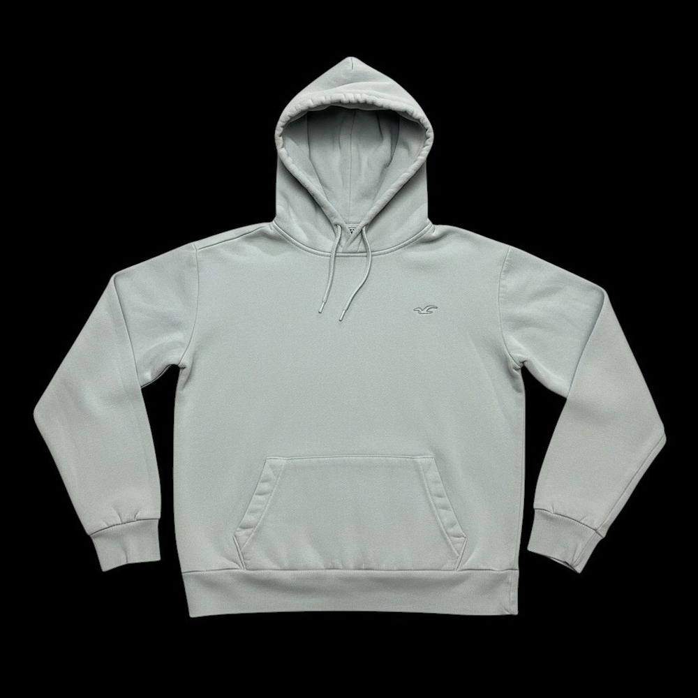 Hollister California Light Blue Logo Pullover Hoodie Sweatshirt Small Women Flaw